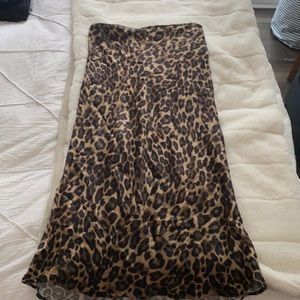 H&M silk midi leopard print skirt